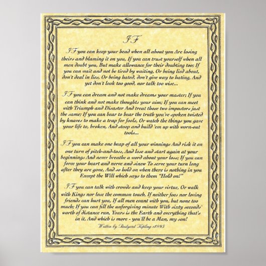 IF Inspirier Gedicht für junge Männer von Rudyard Poster (Vorne)