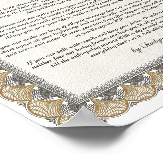 IF Inspirier Gedicht für junge Männer von Rudyard Poster (Ecke)