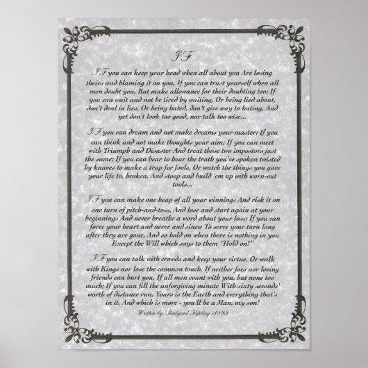 IF Inspirier Gedicht für junge Männer von Rudyard  Poster (Vorne)