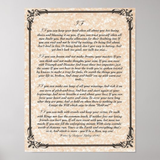 IF Inspirier Gedicht für junge Männer von Rudyard Poster (Vorne)