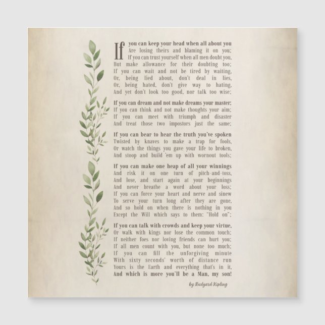 IF, Inspiriertes Gedicht von Rudyard Kipling Magnetkarte (Vorderseite)
