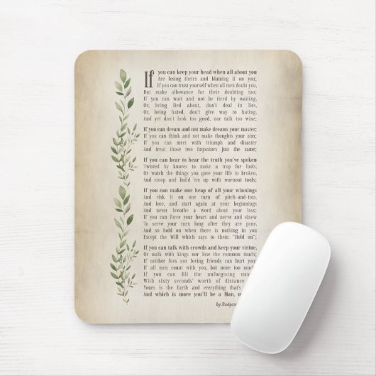 IF, Inspiriertes Gedicht von Rudyard Kipling Mousepad (Mit Mouse)