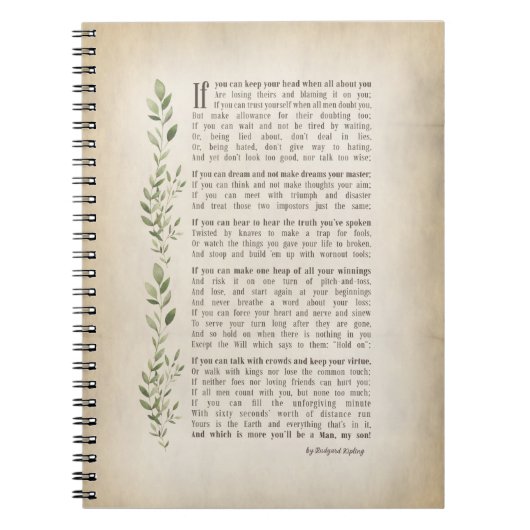 IF, Inspiriertes Gedicht von Rudyard Kipling Notizblock (Vorderseite)
