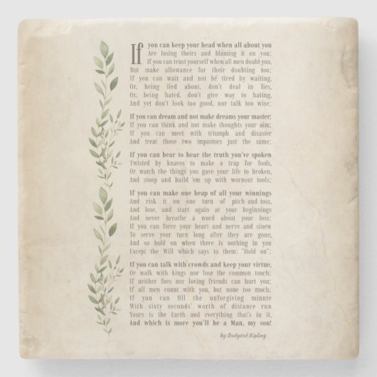 IF, Inspiriertes Gedicht von Rudyard Kipling Steinuntersetzer (Vorderseite)