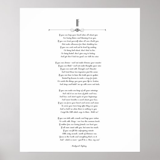 'If' Kipling Iconic Gedicht Poster (Vorne)