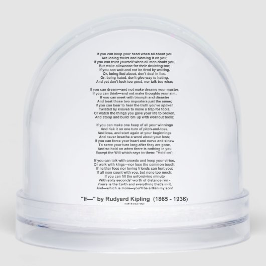 If- Poem by Rudyard Kipling (No Kipling Picture) Schneekugeln (Vorderseite)