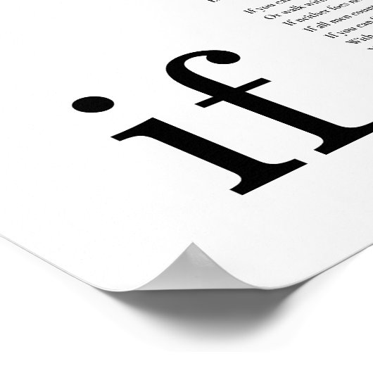 If Poem by Rudyard Kipling Poster (Ecke)