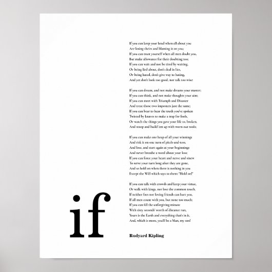 If Poem by Rudyard Kipling Poster (Vorne)