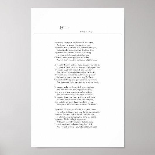 If— von Rudyard Kipling Poster (Vorne)