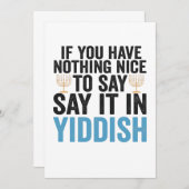 If You Have Nothing Nice To Say it in Jiddish Gift Dankeskarte (Vorne/Hinten)