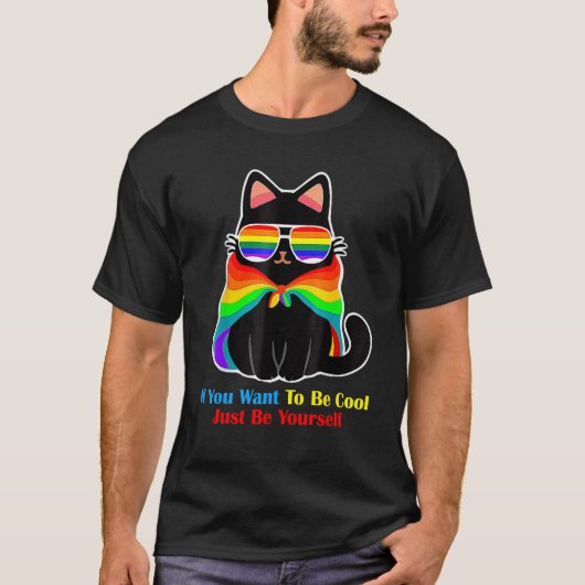 If You Want To Be Cool Just Be Yourself Cat Autism T-Shirt (Vorderseite)