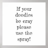 if your doodies be cray please use the spray poster (Vorne)