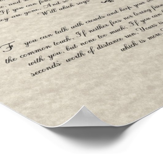 IF Zitat von Rudyard Kipling 1895 auf Pergament Poster (Ecke)