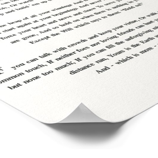 IF Zitat von Rudyard Kipling 1895 auf Weißwein Poster (Ecke)