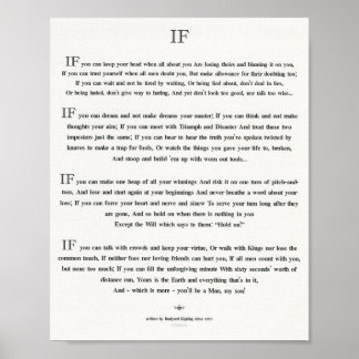 IF Zitat von Rudyard Kipling 1895 auf Weißwein Poster