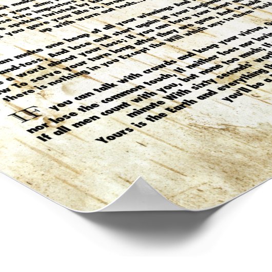 IF Zitat von Rudyard Kipling 1895 über Baumrinde Poster (Ecke)