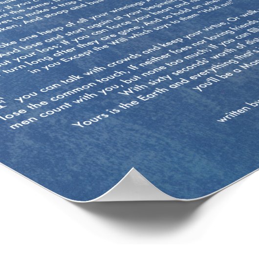 IF Zitat von Rudyard Kipling 1895 über Denim Poster (Ecke)