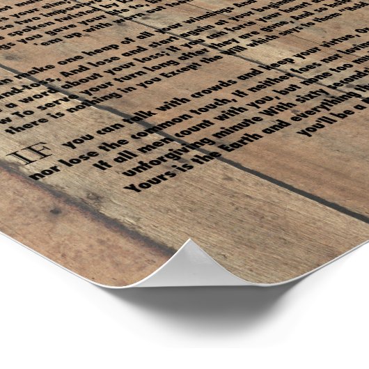 IF Zitat von Rudyard Kipling 1895 über Stallholz Poster (Ecke)