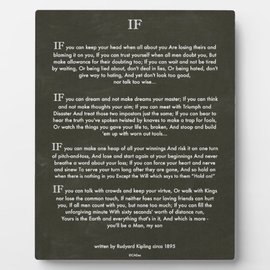 IF Zitat von Rudyard Kipling (Urheber des Dschunge Fotoplatte (Vorderseite)