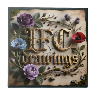 IFC-Zeichnungen Antique Gold Blumen Schild Fliese