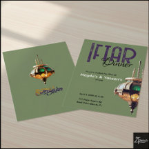 Iftar-Abendessen-Einladung Laterne Grün Lila