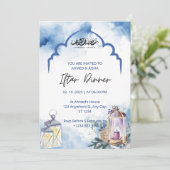 Iftar-Abendessen-Einladung Ramadan Blaue Moschee Einladung (Stehend Vorderseite)