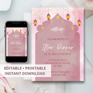 Iftar-Abendessen-Einladung Ramadan rosa Moschee Einladung