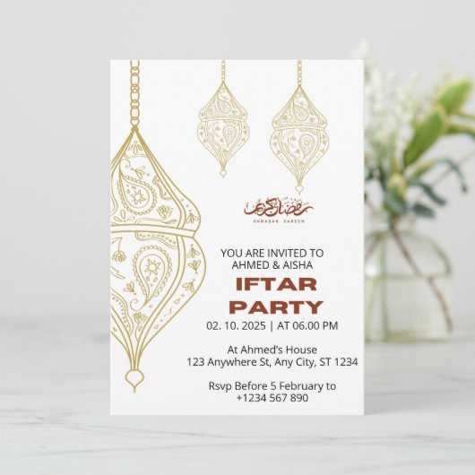 Iftar Abendessen Einladung Rmadan mit Lentern (Stehend Vorderseite)