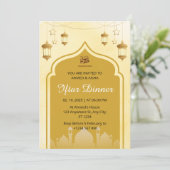 Iftar Abendessen Einladung Rmadan Moschee Gold (Stehend Vorderseite)