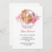 Iftar Dinner Einladung Rmadan Aquarellpinke (Vorne/Hinten)