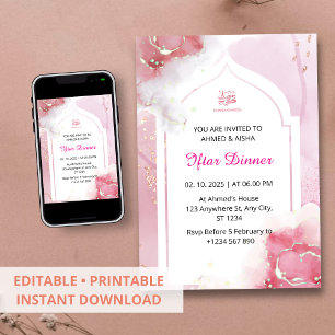 Iftar Dinner Einladung Rmadan Aquarellpinke