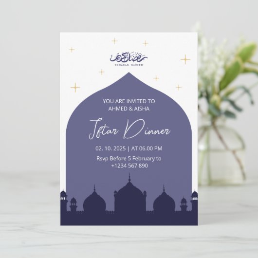 Iftar Dinner Einladung Rmadan blauen Moschee (Stehend Vorderseite)