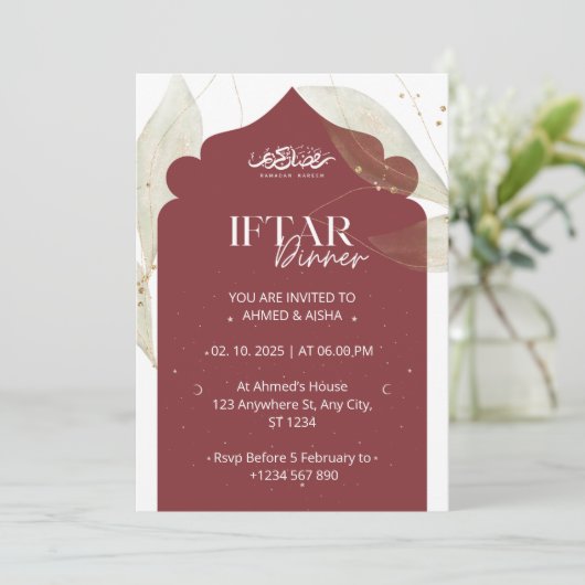 Iftar-Dinner Einladung Rmadan-Braun-Moschee (Stehend Vorderseite)