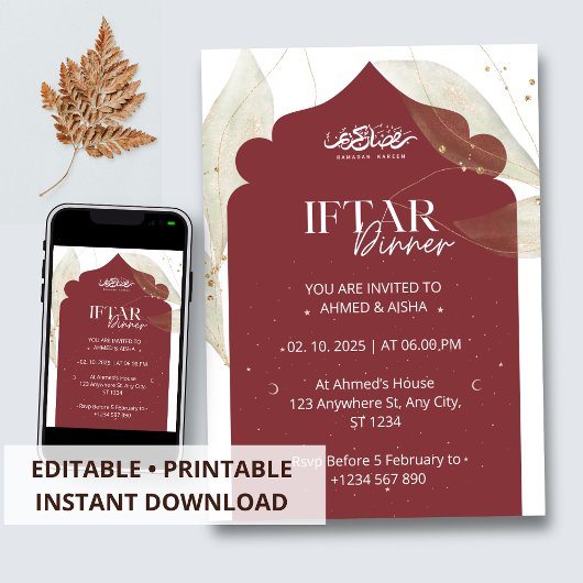 Iftar-Dinner Einladung Rmadan-Braun-Moschee