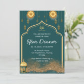 Iftar Dinner Einladung Rmadan Gold grün (Stehend Vorderseite)