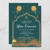 Iftar Dinner Einladung Rmadan Gold grün (Vorne/Hinten)