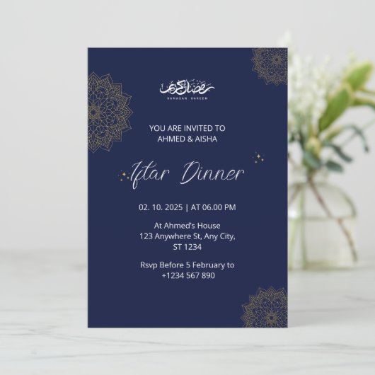 Iftar Dinner Einladung Rmadan Marine (Stehend Vorderseite)