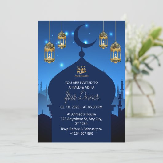 Iftar Dinner Einladung Rmadan Marine Moschee (Stehend Vorderseite)