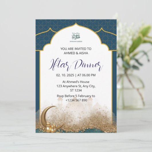 Iftar Dinner Einladung Rmadan Marine Moschee (Stehend Vorderseite)