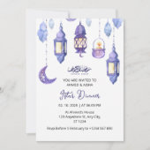 Iftar Dinner Einladung Rmadan Wasserfarbe lila (Vorderseite)