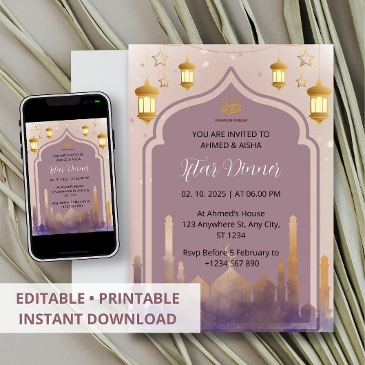 Iftar Dinner Einladung Rmadan Wasserfarbenmoschee