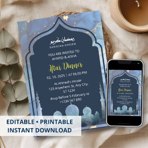 Iftar Dinner Einladung Rmadan Wasserfarbenmoschee