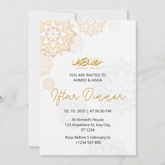 Iftar Dinner Einladung Rmadan Weiß (Vorderseite)