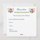 Iftar Dinner Invitations Feiertagskarte (Rückseite)