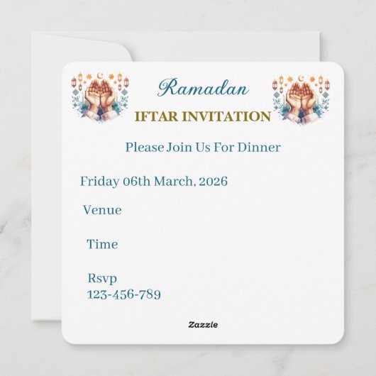 Iftar Dinner Invitations Feiertagskarte (Rückseite)