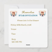 Iftar Dinner Invitations Feiertagskarte (Rückseite)