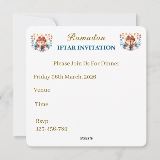 Iftar Dinner Invitations Feiertagskarte (Rückseite)
