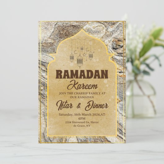 Iftar Dinner Party Einladung Ramadan Kareem 2025 (Stehend Vorderseite)