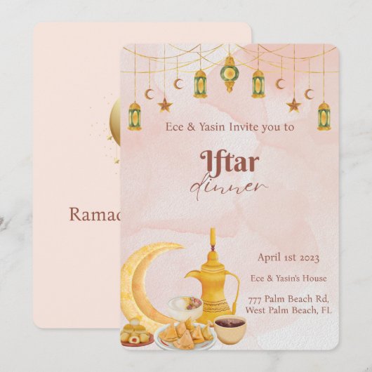 Iftar Dinner Ramadan Dinner Einladung (Vorne/Hinten)