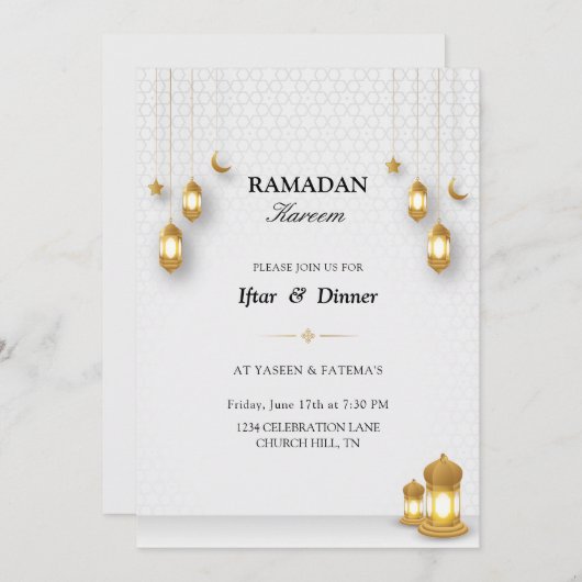 Iftar-Einladung | Einladung Ramadan Kareem iftar (Vorne/Hinten)